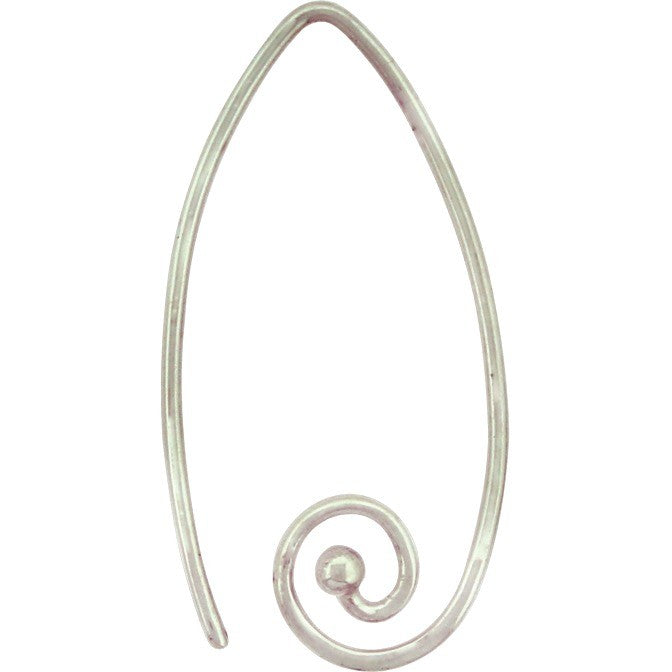 Sterling Silver Ear Wire with Marquis Spiral - Poppies Beads n' More