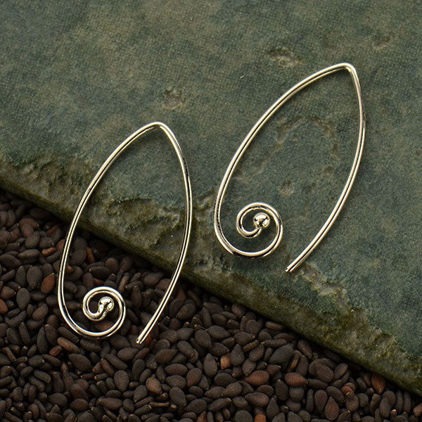 Sterling Silver Ear Wire with Marquis Spiral - Poppies Beads n' More