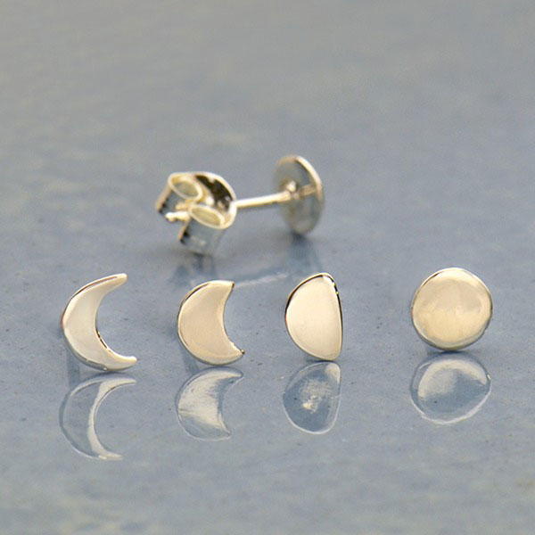 Sterling Silver Moon Phase Post Earring Set - Poppies Beads n' More