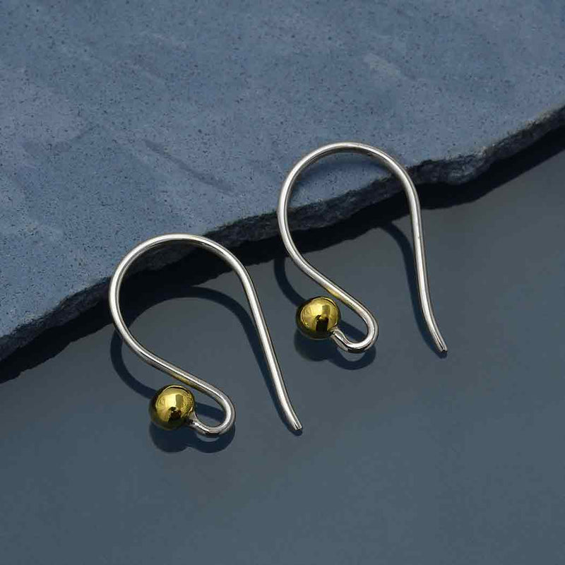 Sterling Silver Simple Ear Wire with Bronze Ball - Poppies Beads n' More