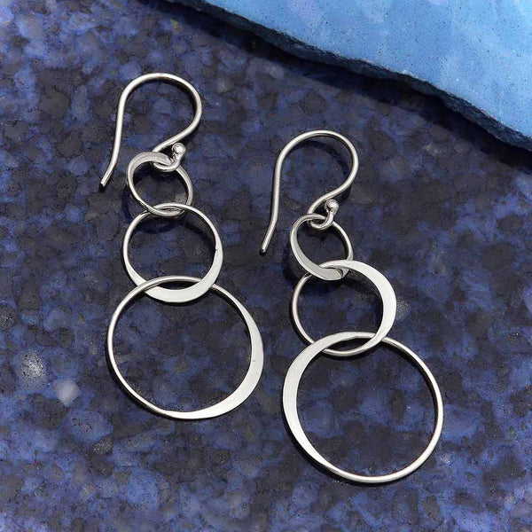 Sterling Silver Three Circle of Life Earrings - Poppies Beads n' More