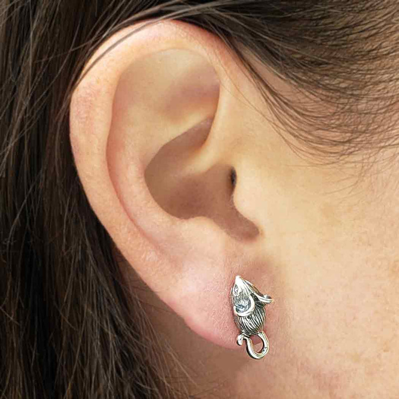 Sterling Silver Mouse Post Earrings - Poppies Beads n' More