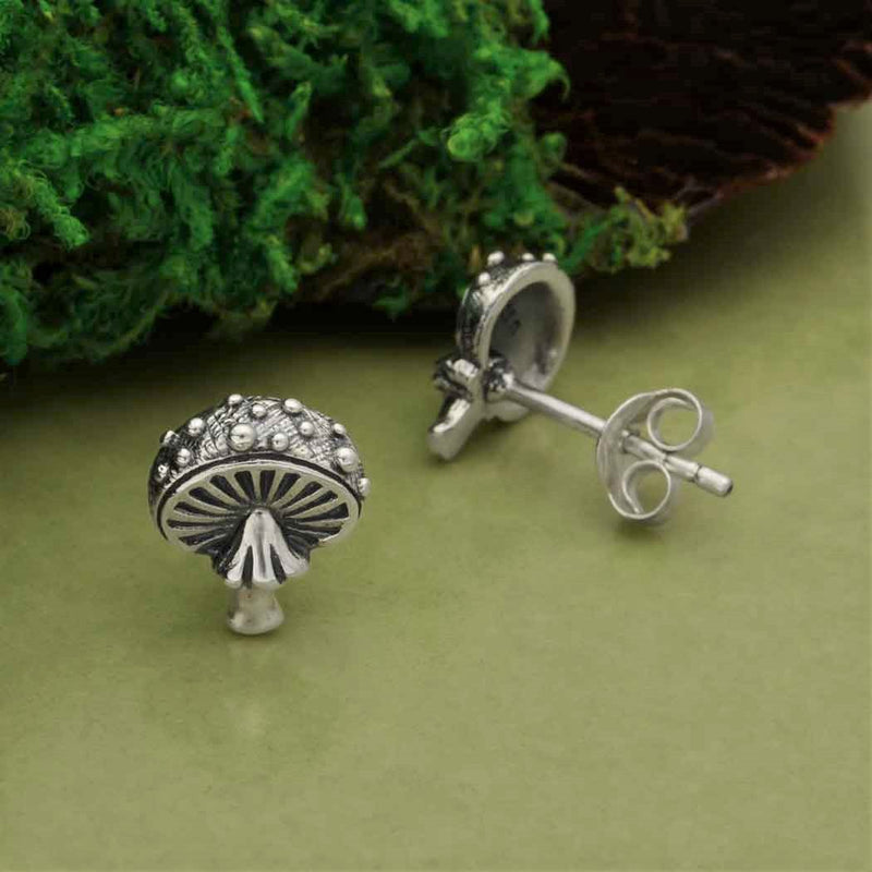 Sterling Silver Agaric Mushroom Post Earrings - Poppies Beads n' More