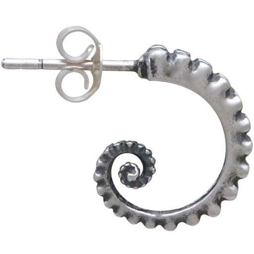 Sterling Silver Octopus Tentacle Post Hoop Earrings - Poppies Beads n' More