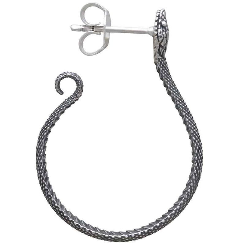 Sterling Silver Textured Snake Hoop Earrings - Poppies Beads n' More