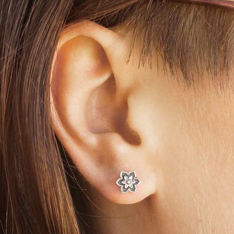 Sterling Silver Flower Mandala Post Earrings - Poppies Beads n' More