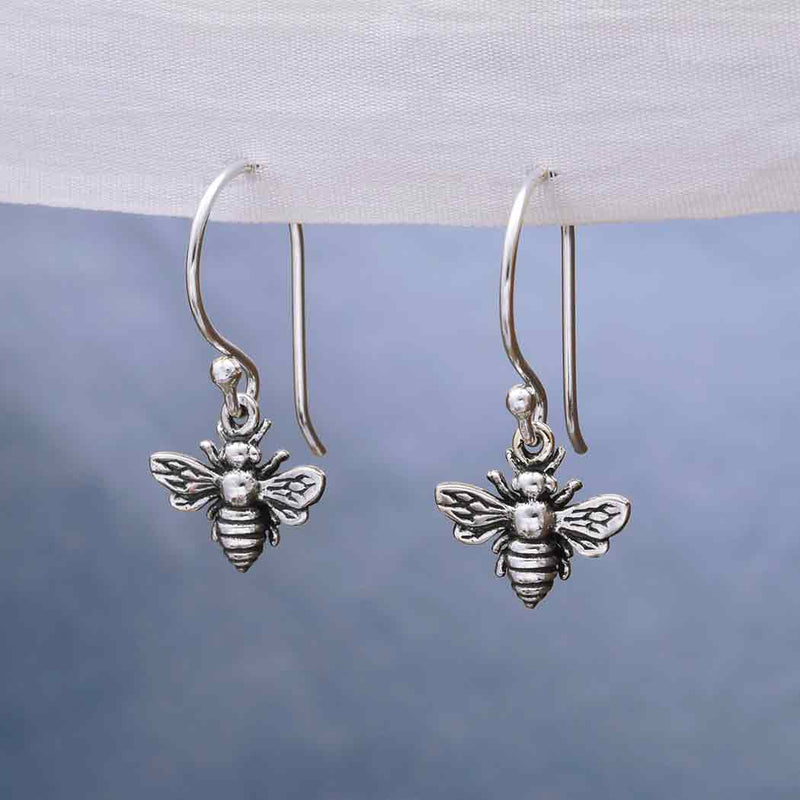 Sterling Silver Bee Dangle Earrings - Poppies Beads n' More