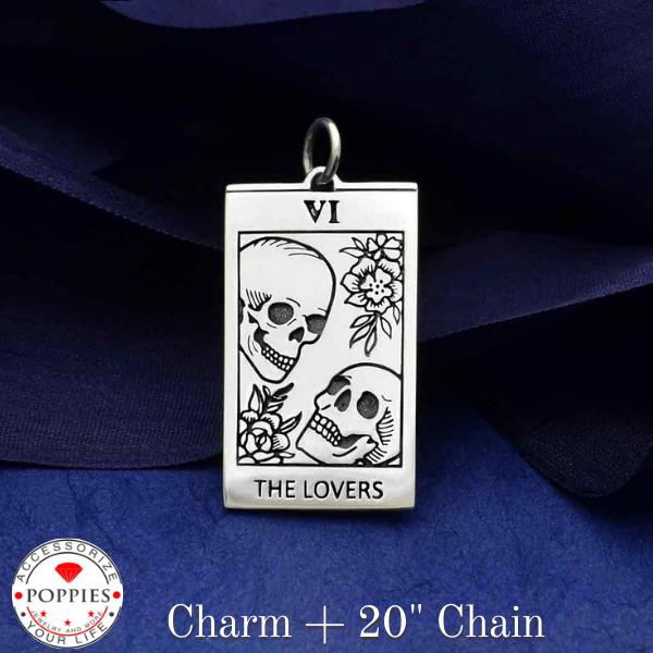 Sterling Silver Lovers Tarot Card Charm - Poppies Beads n' More