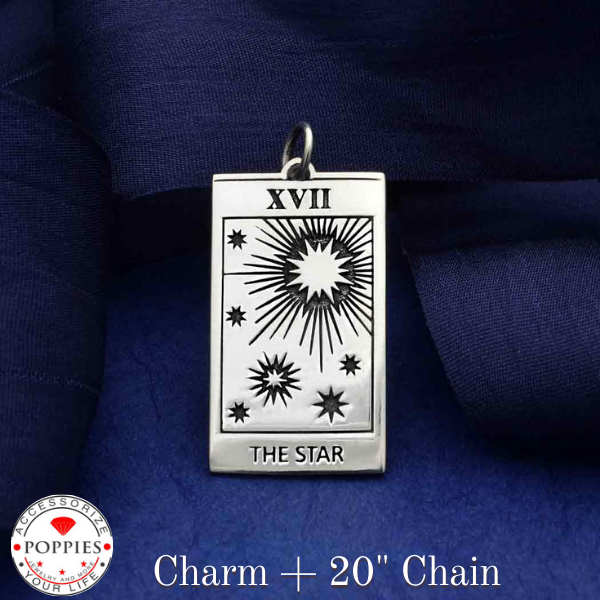 Sterling Silver Star Tarot Card Charm - Poppies Beads n' More