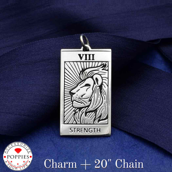 Sterling Silver Strength Tarot Card Charm - Poppies Beads n' More