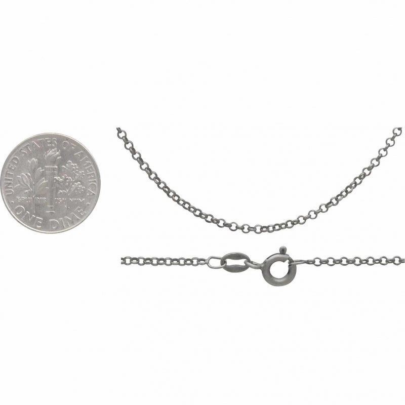 Silver Chain - 18 in. Delicate Round Faceted Cable Chain - Poppies Beads n' More