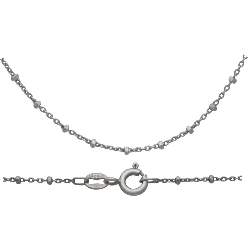 Sterling Silver Chain - Diamond Cut Station Chain - Poppies Beads n' More