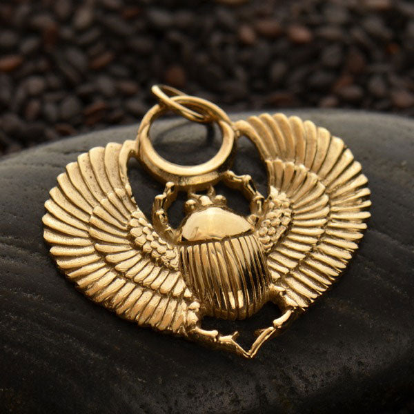 Egyptian Scarab with Wings Pendant - Poppies Beads n' More