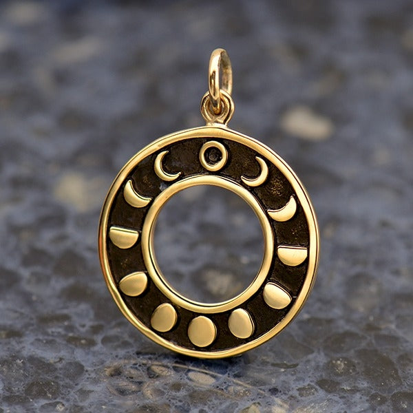Moon Phases Circle Pendant - Poppies Beads n' More