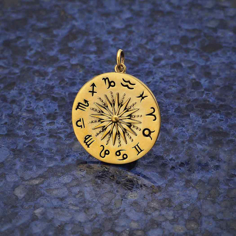 Sun Pendant with Zodiac Signs - Poppies Beads n' More