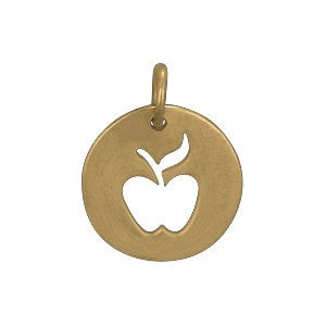 Round Charm with Apple Cutout - Poppies Beads n' More