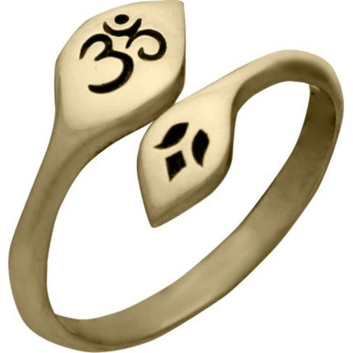 Adjustable Ring with Lotus and Om - Poppies Beads n' More