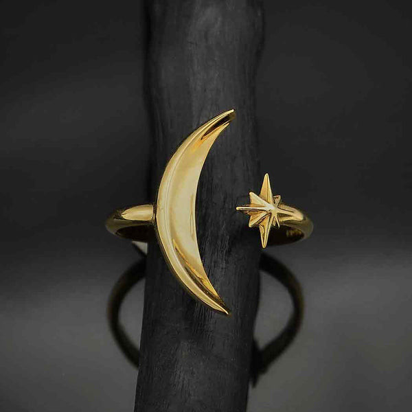 Bronze Adjustable Moon and Star Ring - Poppies Beads n' More