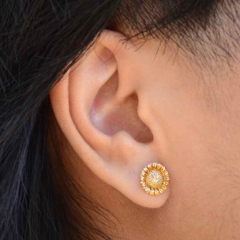Sterling Silver Sunflower Post Earrings