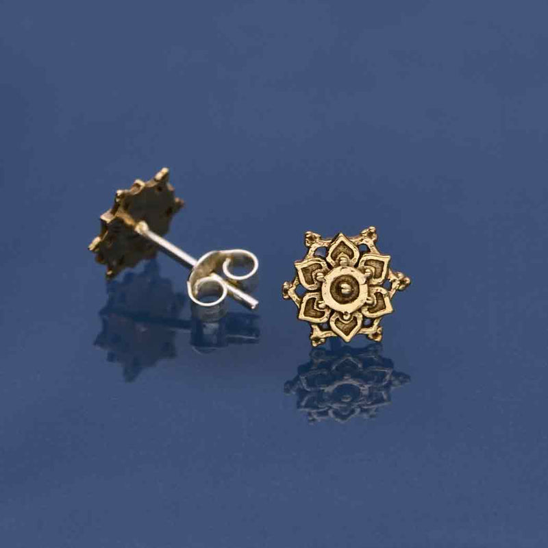 Bronze Mandala Stud Earrings, - Poppies Beads n' More