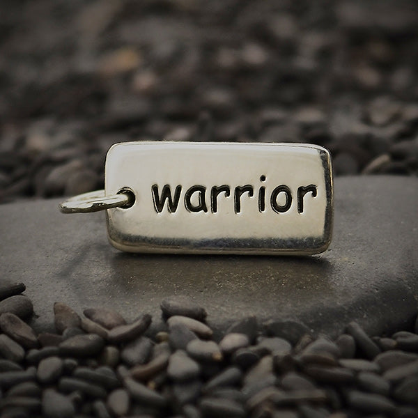 Sterling Silver Word Charm - Warrior - Poppies Beads n' More