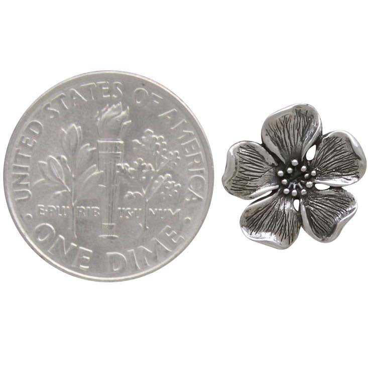 Sterling Silver Large Cherry Blossom Solderable Charm - Poppies Beads n' More