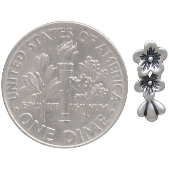 Sterling Silver Two Cherry Blossoms Solderable Charm - Poppies Beads n' More