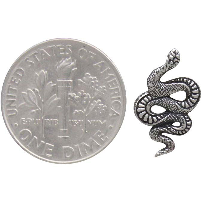 Sterling Silver Textured Snake Solderable Charm - Poppies Beads n' More