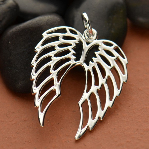 Openwork Sterling Silver Double Wing Charm - Poppies Beads n' More