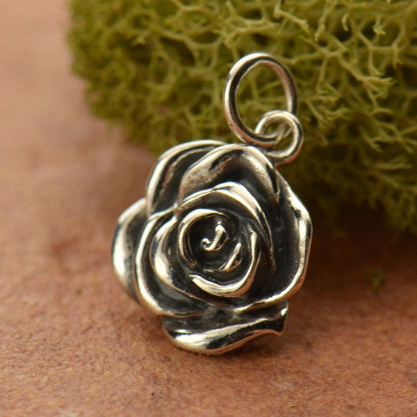 Sterling Silver Rose Charm - Poppies Beads n' More