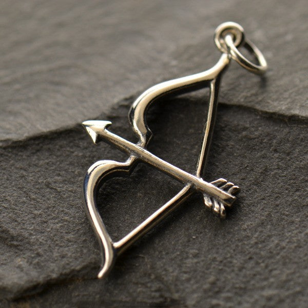 Silver Plated Bronze Bow and Arrow Charm - Poppies Beads n' More