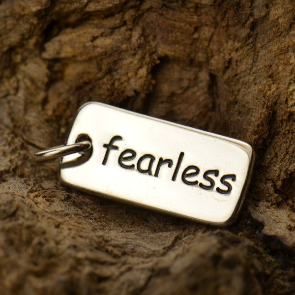 Fearless - Sterling Silver Word Tag - Poppies Beads n' More
