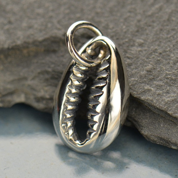 Sterling Silver Cowrie Shell Charm - Poppies Beads n' More