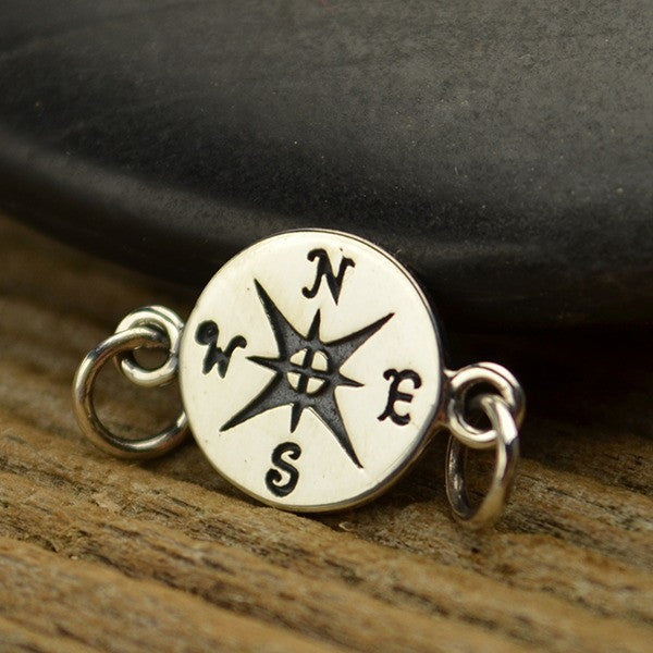 Sterling Silver Compass Link - Poppies Beads n' More