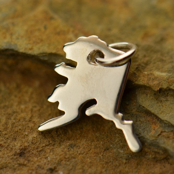 Sterling Silver Alaska State Charm - Poppies Beads n' More