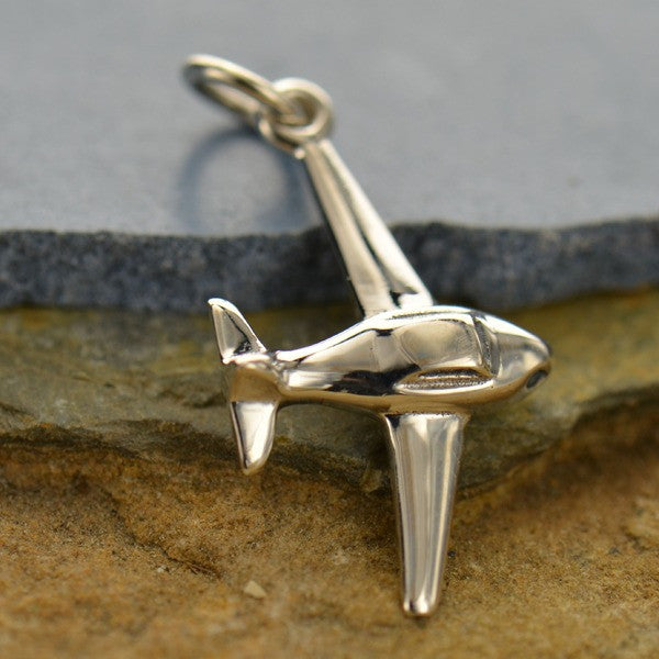 Sterling Silver Airplane Charm - Poppies Beads n' More