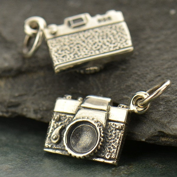 Sterling Silver Camera Charm - Poppies Beads n' More
