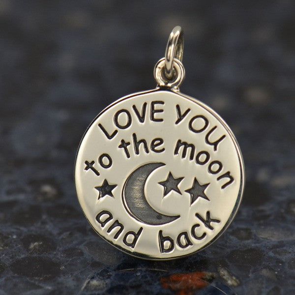 Sterling Silver Love You to the Moon Charm - Poppies Beads n' More
