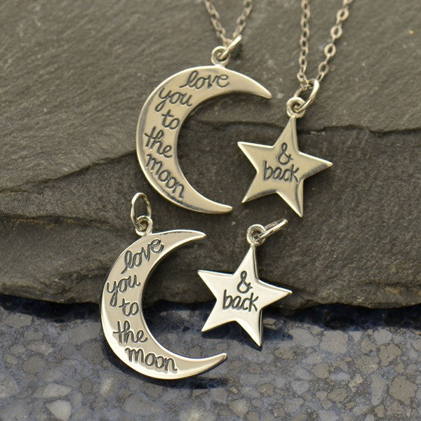 Sterling Silver Love You to the Moon and Back Star Set - Poppies Beads n' More