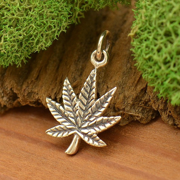 Sterling Silver Pot Leaf Charm - Maple Leaf - Poppies Beads n' More