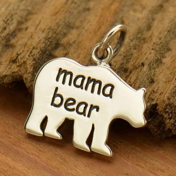 Sterling Silver Mama Bear - Etched "Mama Bear" - Stamping Blank, - Poppies Beads n' More