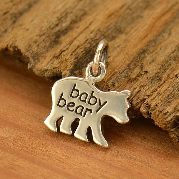 Sterling Silver Baby Bear - Etched "Baby Bear" - Stamping Blank, - Poppies Beads n' More