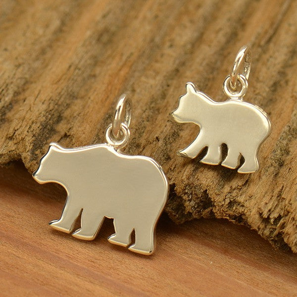 Sterling Silver Mama Bear and Baby Bear - Stamping Blank Set - Poppies Beads n' More