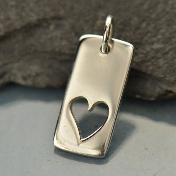 Sterling Silver Tag with Heart Cutout - Poppies Beads n' More