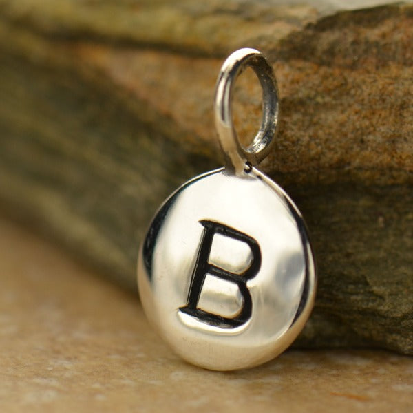 Small Letter Disk Charm, - Poppies Beads n' More