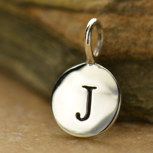 Small Letter Disk Charm, - Poppies Beads n' More
