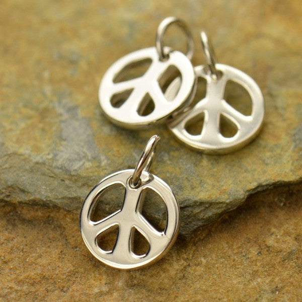 Small Sterling Silver Peace Charm - Poppies Beads n' More