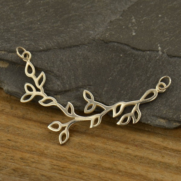 Large Sterling Silver Branch with Leaves Festoon - Poppies Beads n' More