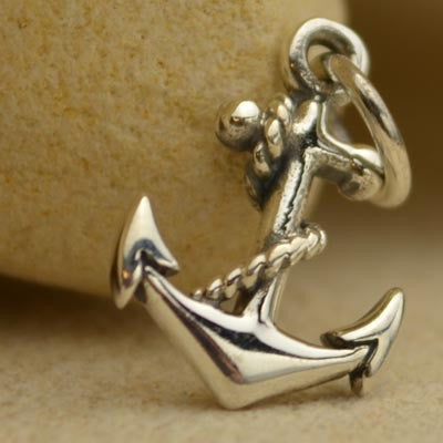 Sterling Silver Small Anchor Charm - Poppies Beads n' More