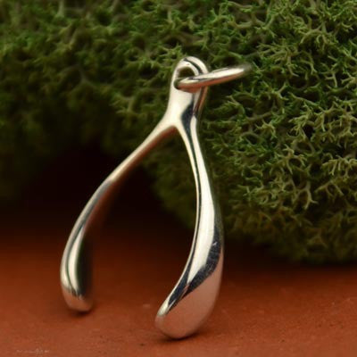 Sterling Silver Wishbone Charm - Poppies Beads n' More